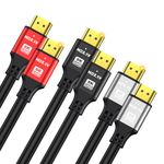 jojobnj HDMI Cable 10FT 3-Pack, 48Gbps 8K@60Hz 4K@120Hz, HDCP 2.2 & 2.3, DTS:X, HDR 10 Compatible with Roku TV/eARC/3D/PS5/HDTV/Laptop/Blu-ray High Speed HDMI Cable(Silver)…