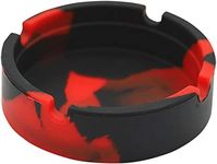 Silicone Heat Resistant Ash Tray - Unbreakable & Washable Ashtray for Outdoor, Restaurant, Indoor and More (Red)