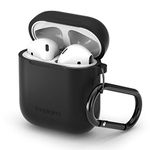 Spigen Silicone Fit Designed for Apple Airpods Case Cover Compatible with Airpods 1 & 2 [Front LED not Visible] - Black