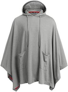 COOFANDY Unisex Casual Hooded Poncho Cape Cloak Fashion Coat Hoodie Pullover with Pocket Grey Large