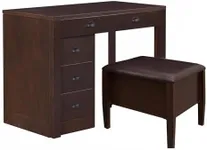 Stakmore Expanding Desk with Ottoman, Dark Brown