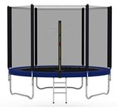 mcc direct Heavy Duty 6FT 8FT 10FT 12FT 14FT Outdoor Trampoline with Enclosure Net for Kids Spring Cover Ladder FREE Space Hopper (6ft), Blue, Black, Silver