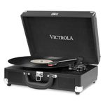 Victrola Journey Portable Record Player – Suitcase 5.0 Bluetooth turntable with 3-Speeds, Built-in Stereo Speakers, 3.5mm Aux-in Jack, Black (VSC-550BT)