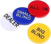 U-K Durable and Fashion Big Little Blind Poker Chip and Dealer Button for Texas Hold'em Props