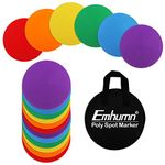 Emhumn 4inch & 9inch Poly Spot Markers for Agility Dot for Gym/PE Training, Dance, 6/12/24 Pcs Round Multiple Color & Size Rubber Non-Slip Spot Marker for Games, Floor Dots and Sport Activities