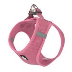 TRUE LOVE Dog Harness Soft Air Mesh Adjustable Reflective Pet Vest for Small and Medium Breeds, Medium, Pink