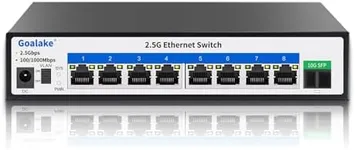 Goalake 8-Port 2.5G Gigabit Ethernet Switch, 8X 2.5G RJ45 Ports and 1x 10G SFP Port, 60Gbps Switching Capacity, Ideal for 2.5G NAS, 4K Video, Gaming PC, 2.5G Server, 2.5G WiFi 6 AP, 2.5G PCIe Adapter