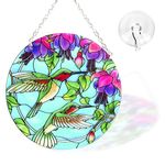 Hummingbird Window Hanging Suncatcher, 6 Inches, Multicolored, Stained Glass Bird Decor for Windows, Bird Lovers, Hanging Ornament for Home Decor, Gift Idea