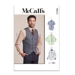 McCall's Men's Lined Vest, Bow Tie, Tie, and Shirts Sewing Pattern Kit, Design Code M8415, Sizes S-M-L