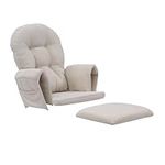 5Pcs Glider Rocker Cushions Set - Velvet Glider Rocker Replacement Cushions with Side Storage Pockets, Washable & Non Slip,Beige