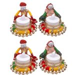 Prapti Handicrafts Handmade Tealight Candle Holders for Diwali Decoration,Home Decor Gifts Items/Diya for Home Office Pooja,Durga Puja Gift Sets (Puppet Diya, Pack of 4)