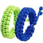 Jewboo Paracord Survival Bracelets Braided Paracord Handmade Rope for Couples Men Women Adjustable Size(blue&green)