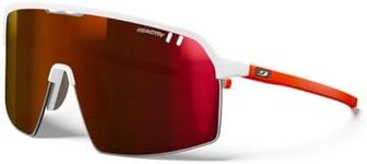 Julbo Intensity Performance Sunglasses for Men & Women for Biking, Running, Hiking - 100% UV Protection, Ergonomic Fit, Lightweight, White Frame - Orange Lens (REACTIV 0-3 High Contrast)