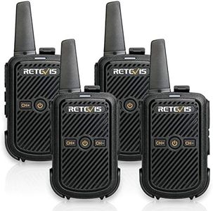 Retevis RT15 Walkie Talkie Rechargeable FRS 16 Channel Lock VOX Hands-Free 2 Way Radio Long Range for Adults (Black, 4 Pack)