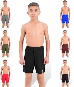 2BOLD MMA Shorts Kids Grappling, BJJ, JIU-Jitsu, NO-GI Cross Training Muay Thai, Boxing, Kids MMA Shorts (US, Alpha, Medium, Regular, Black)