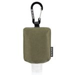 Travel Size Bottle Case, Hand Sanitizer Holder Carrier Bag - Portable Mini Waist Bag for Liquid Storage - Clip On Belt Loop, Backpack and Purse - Includes Empty Flip Cap 2 oz. Reusable Bottle, Olive