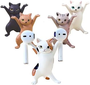 5PCS Anti-Drop Magnetic Dance Cat Airpod Holder Cute Earbuds Headphone Stands Accessories Compatible for Apple Airpods PRO/3/2/1-Kitty Home Office Desk Decor -Funny Birthday Bday Gifts Ideas