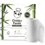 The Cheeky Panda Bamboo Kitchen Roll | 2 Kitchen Rolls - 200 Super Strong Sheets | Naturally Strong and Absorbent Plastic Free Kitchen Paper Towels