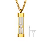 U7 Hourglass Ashes Necklace For Girl Women Stainless Steel Gold Dog Cremation Keepsake Pendant Necklace Jewellery