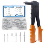 BESTYCHAO Rivet Gun Kit, Hand Riveter with 160pcs Pop Rivets 2.4mm 3.2mm 4mm 4.8mm, Riveting Tool for Automotive and Medical