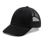 WATAME Summer Toddler Baseball Cap Adjustable Kids Trucker Hat Mesh Baseball Caps for Baby Boys Girls Sun Hat (CA/US, Age, 0 Months, 12 Months, Black)