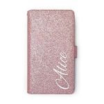 Personalised White Side Name Apple iPod touch 6 Pink Glitter leather phone case