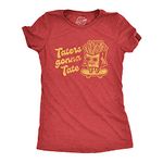 Womens Taters Gonna Tate Tshirt Funny French Fries Skateboarding Graphic Tee, Heather Red, S
