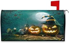 Aslsiy Halloween Night Pumpkin Mailbox Covers Magnetic Mailbox Cover Large Size Post Box Cover Wraps Letter Box Decorative for Outside Garden Yard Home 20.8x25.4in