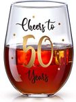 50th Birthday Gift, Men and Women Cheering 50th Birthday Wine Glasses, 50th Birthday Party Wedding Anniversary Decoration Gift, 17oz Stemless(Cheers to 50 Years)