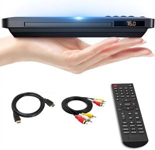 Maite Lettore DVD CD sottile, ultrasottile per TV, region free connessione HDMI RCA, HD 1080P Upscaling, ingresso USB, correzione errori, include cavi HDMI RCA e telecomando