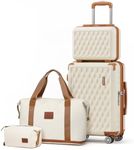 Melalenia Luggage Sets 7 Piece Suitcase Set, Hard Shell Carry on Luggage Travel Suitcases with Spinner Wheels and TSA Lock, Lightweight Luggage Set for Women, Beige Brown, Beige Brown, 4 Piece