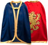 Liontouch Elegant Knight Capes, Blue & Red, Medieval Toy Capes for Children with Golden Lion Motif, Knight Accessories for Fancy Dress & Royal Costumes for Boys