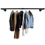 GeilSpace Industrial Pipe Clothes Hanging Bar, Wall-Mounted Clothes Rack, Garment Rack, Space-Saving, Holds up to 100lb, Easy Assembly, Black (48 Inch)