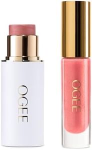 Ogee Dew-Kissed Morning - Carnelian Face Stick & Poppy Lip Gloss Duo - Limited Edition Holiday Makeup Gift Set - Certified Organic & Skincare-Infused