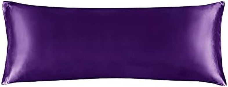 BEDELITE Satin Body Pillow Cover, Super Soft and Cooling Body Pillow Pillowcase for Hair and Skin, Breathable Silky Full Long Pillowcase Cover(20"x54", Plum Purple)