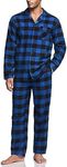 CQR Men's 100% Cotton Plaid Flannel Pajama Set, Brushed Soft Lounge & Sleep PJ Top & Bottom with Pockets HPJ200-CBU_Medium