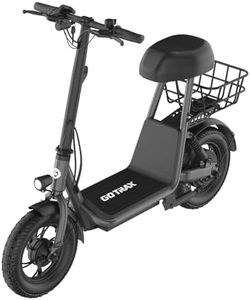 Gotrax A5 Electric Scooter w/Seat for 13+, 12" Pneumatic Tire, Max 15.5 Miles &15.5 Mph Power by 400W Motor, Dual Rear Shock Absorber &Dual Brake, Comfortable Wider Seat & Carry Basket & Hook, Black