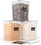 Simple Gourmet Airtight Food Storage Containers - Set of 3 Flour and Sugar Canisters for Pantry Storage and Organization - Marker & Labels Included