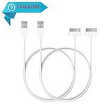 [2 Pack] Extra Long USB Cable for iPhone [ 4s, 4, 3Gs, 3G ] , iPad and iPod (nano, touch, Classic) - Sync & Charge - Compatible with All Models with old Dock connector - Length : 2M / 6.6ft