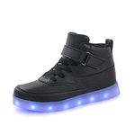 Voovix Unisex LED Shoes Light Up Shoes High Top Sneakers for Women Men, Black, 7 Women/5 Men