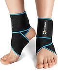 CAMBIVO Ankle Support Brace 2 Pack for Men and Women, Adjustable Foot Braces for Foot Pain, Heel Pain, Swelling, Injury Recovery, Achilles Tendon, Running, Hiking, Tennis, All-day-long Work (Blue)