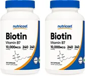 Nutricost Biotin (Vitamin B7) 10,000mcg (10mg), 240 Caps (2 Bottles) - Non-GMO, Gluten Free