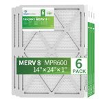 TRIGHTFILTERS 14x24x1, MERV 8 Pleated AC Furnace Air Filters, MPR 600, Clean Living Basic Dust, 6-Pack (Actual Size: 13.81"x23.81"x0.81")