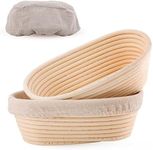 Joyyy Sourdough Bread Proofing Baskets with Liner, Dough Rising Ratten Bowl for Bread Making and Baking, Oval, 10 inch (Set of 2)