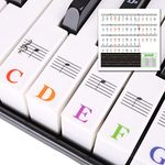 Piano Keyboard Stickers 88/61/54/49/37 Keys, Removable Piano Key Stickers Keyboard Note Labels Sticker for Beginners Colorful