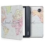 kwmobile Case Compatible with Kobo Libra H2O Case - eReader Cover - Travel Black/Multicolor