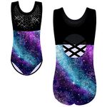 HUAANIUE Girl Ballet Leotard Sleeveless Gymnastics Leotard Long Ballet Leotard TieDye Dance Sportwear Gym Girls Blue Black Athletic Leotards Ballet Dress Kids Dancewear Costume