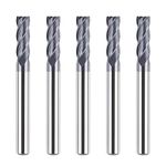 SpeTool 5PCS 12401 4 Flutes Carbide CNC End Mill, Square Nose 1/4 inch Shank, 2-1/2 inch Long Overall, Titian Coated for Metal Mill