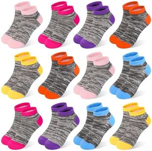 GENTABY 12 Pairs Boys Ankle Socks Toddler Kids Athletic Socks Low Cut Sizes for 8-10 Years