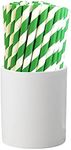 Trimming Shop 100 Pack Paper Straws Drinking for Parties | Paper Drinking Straw | Cocktail Straws | Disposable Straws | Green & White Striped Paper Drinking Party Straws for Birthday Wedding Party